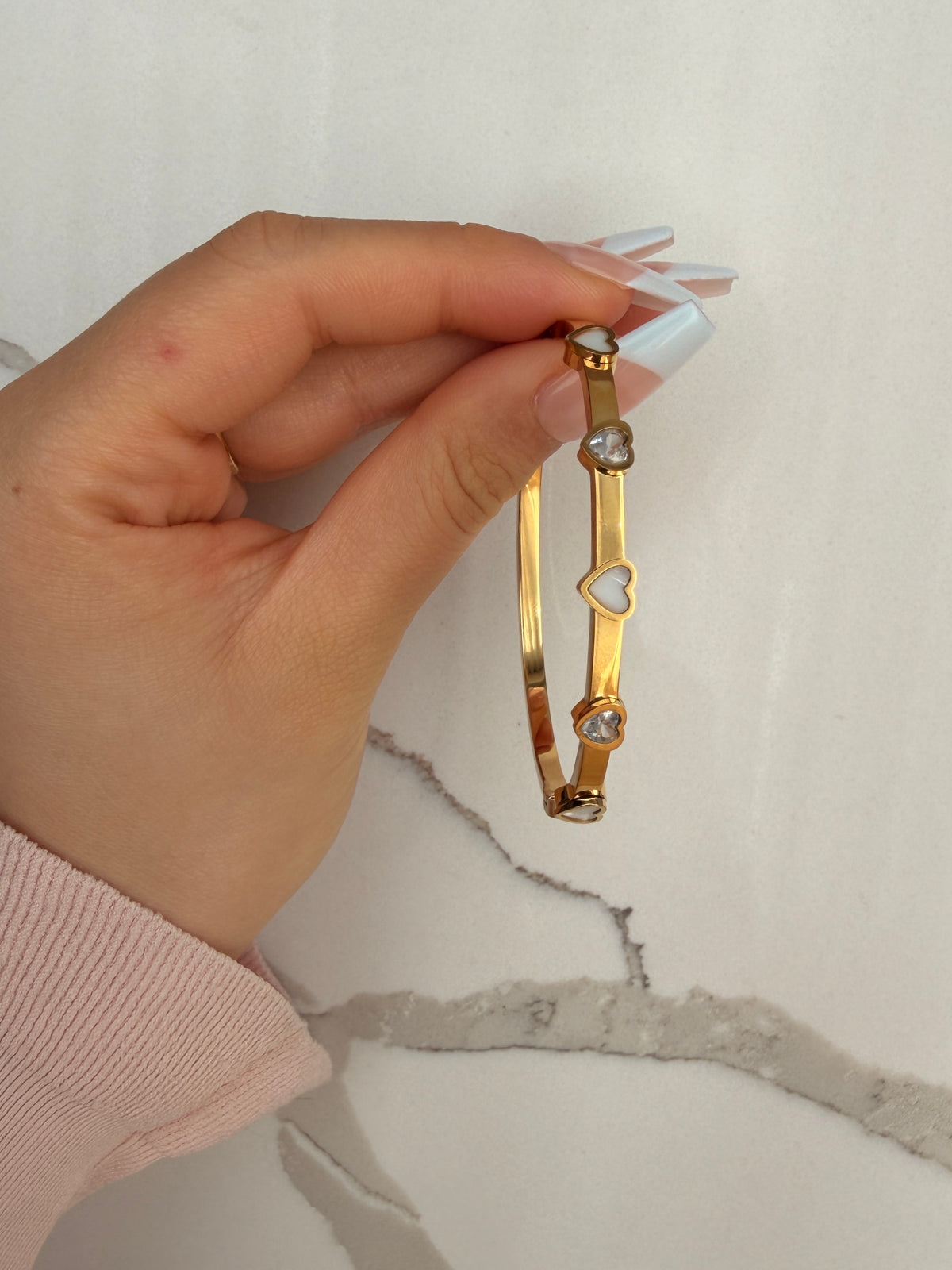 Dainty Heart Cuff Bangle