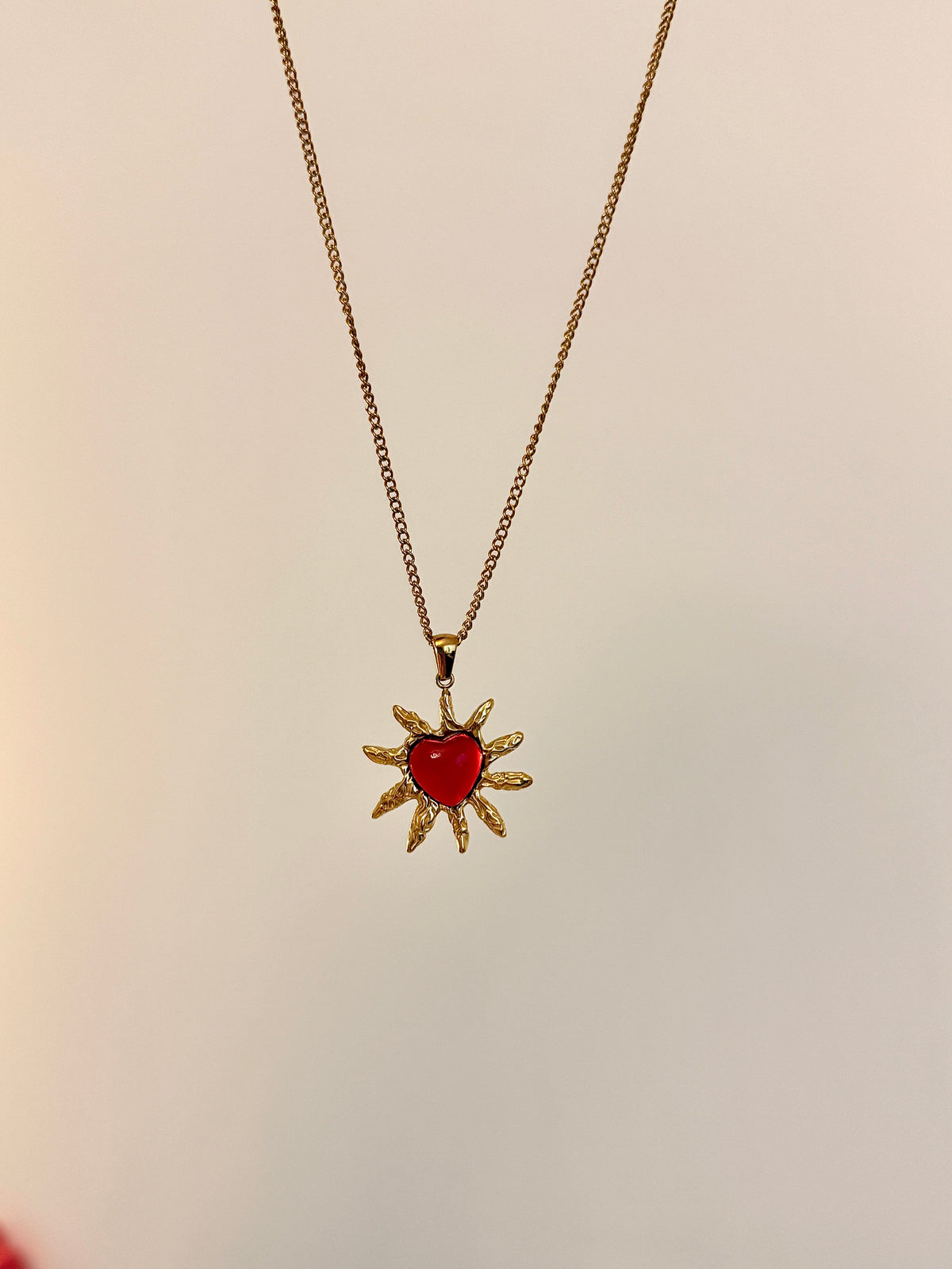 Ruby Solar Heart Necklace