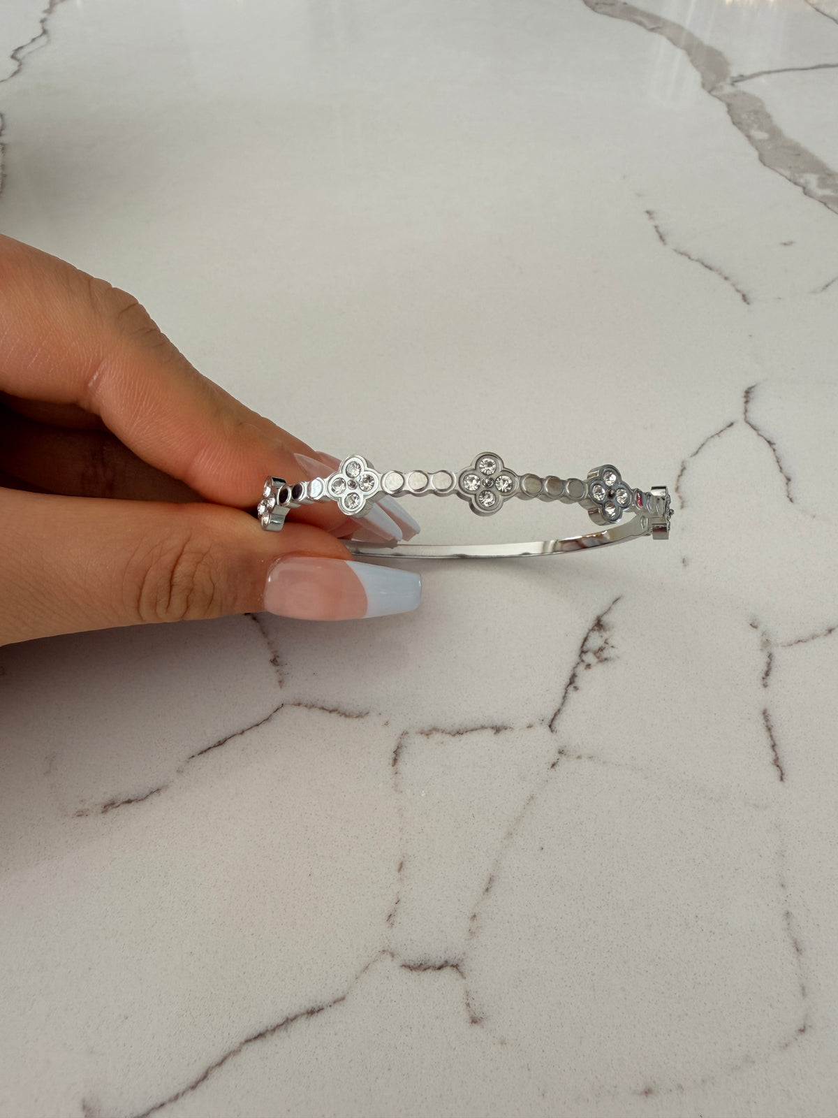 Dainty Clover Cuff Bangle
