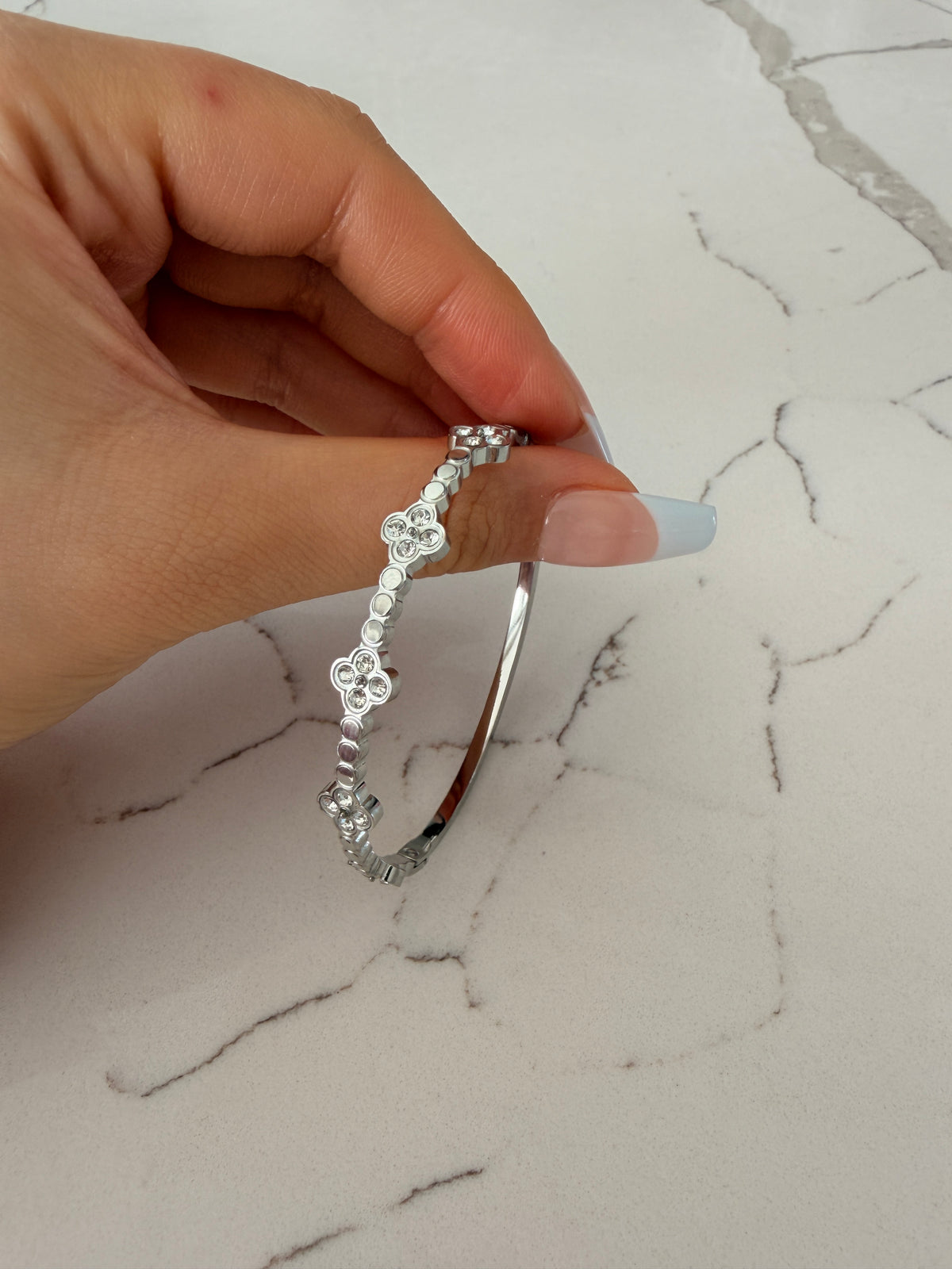 Dainty Clover Cuff Bangle