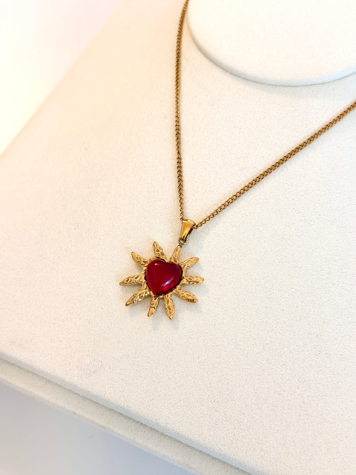 Ruby Solar Heart Necklace