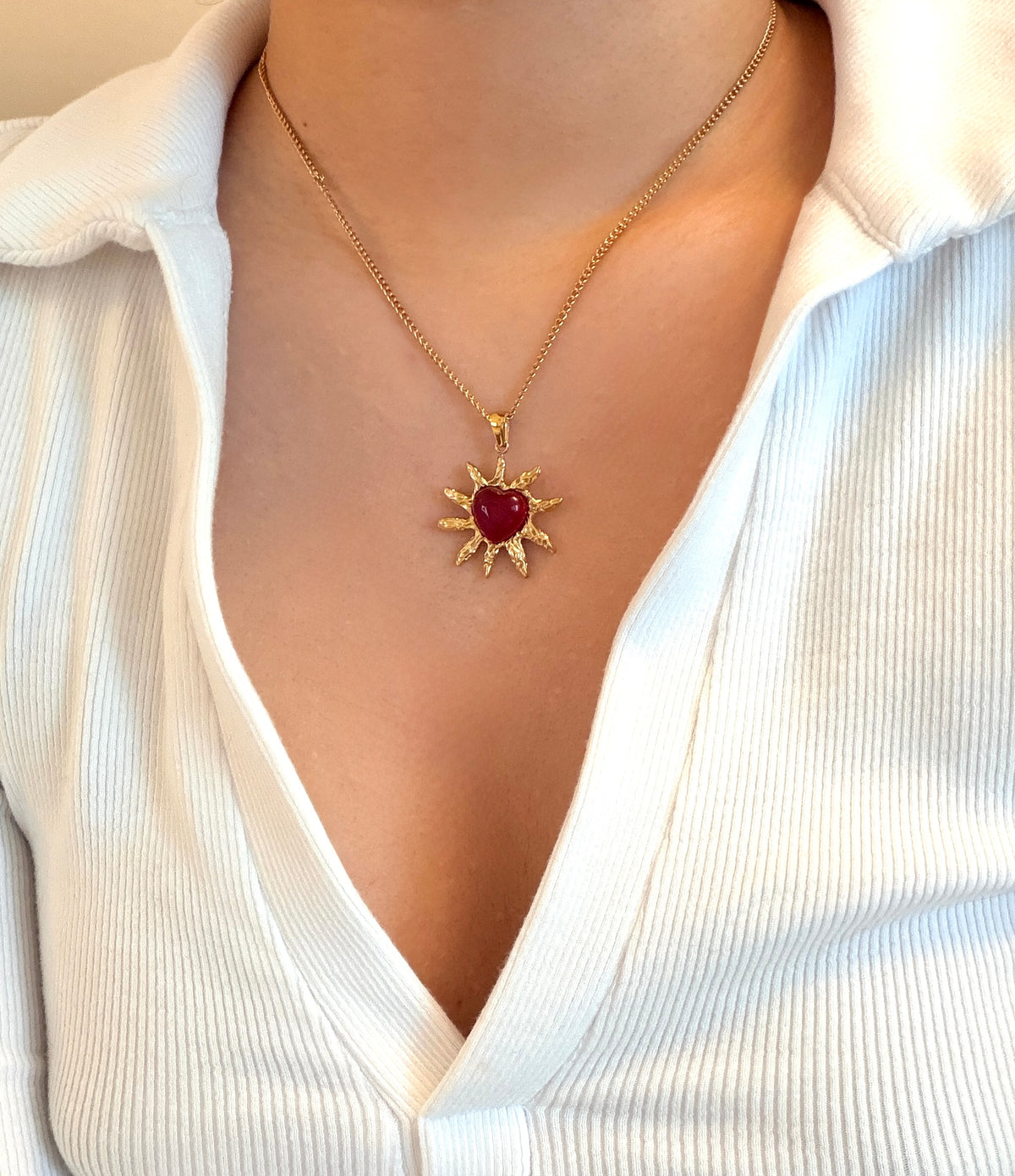 Ruby Solar Heart Necklace