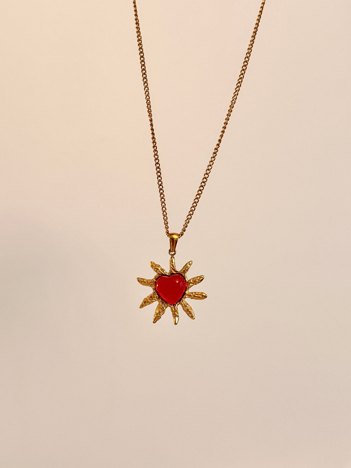 Ruby Solar Heart Necklace