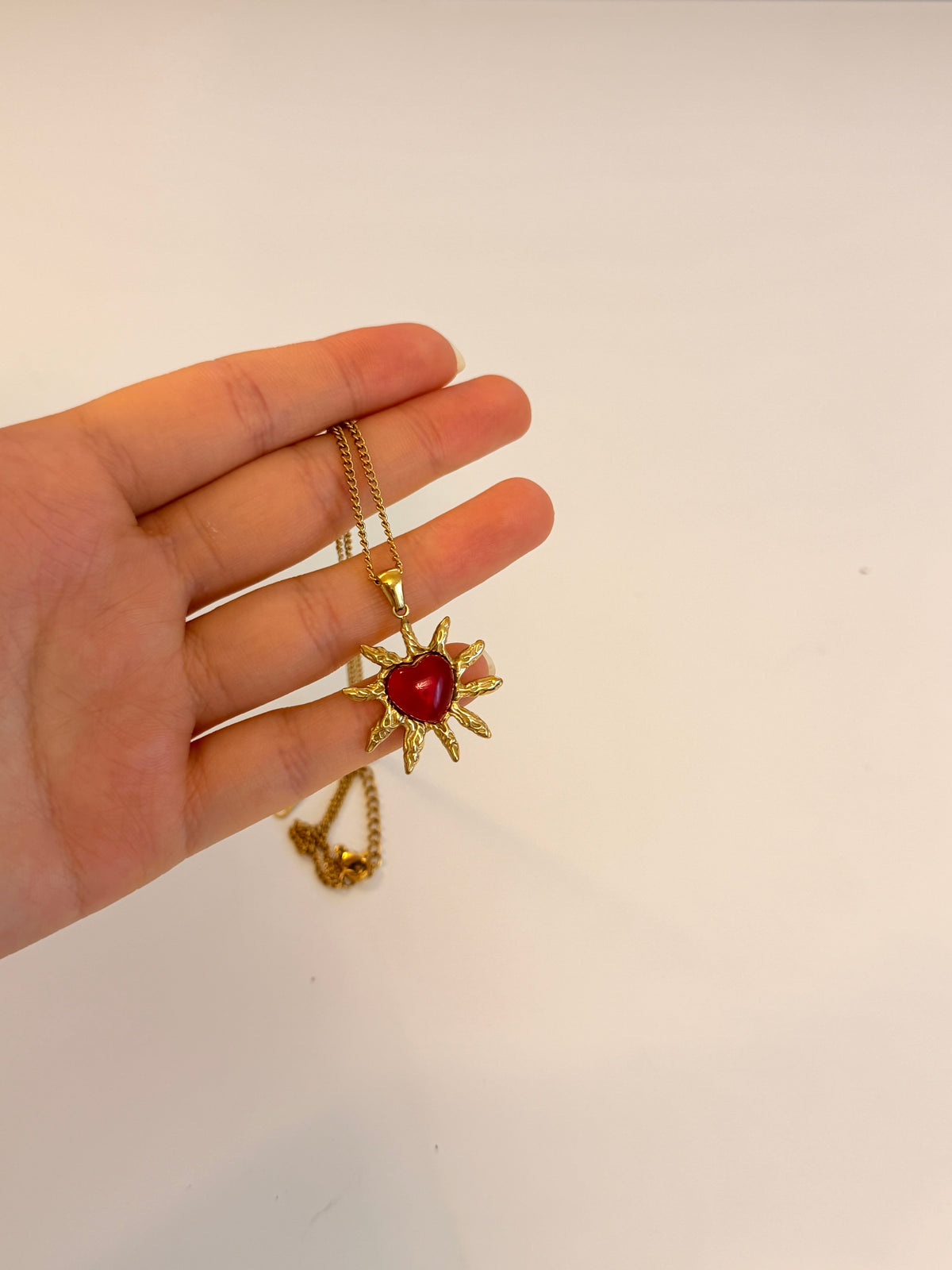 Ruby Solar Heart Necklace