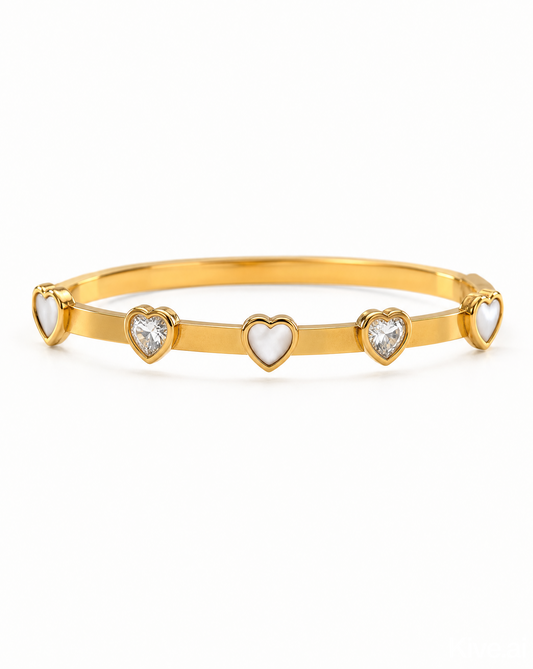 Dainty Heart Cuff Bangle