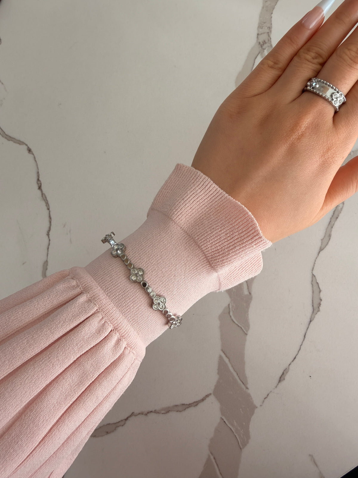 Dainty Clover Cuff Bangle