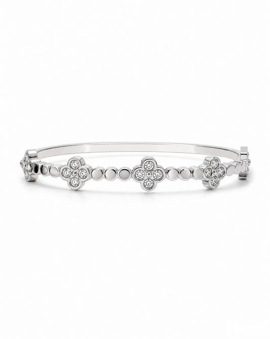 Dainty Clover Cuff Bangle