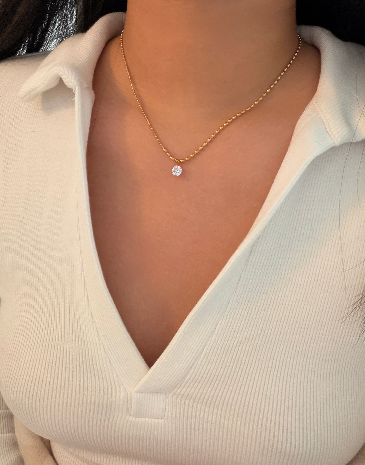 Rice Grain Diamond Pendant Necklace