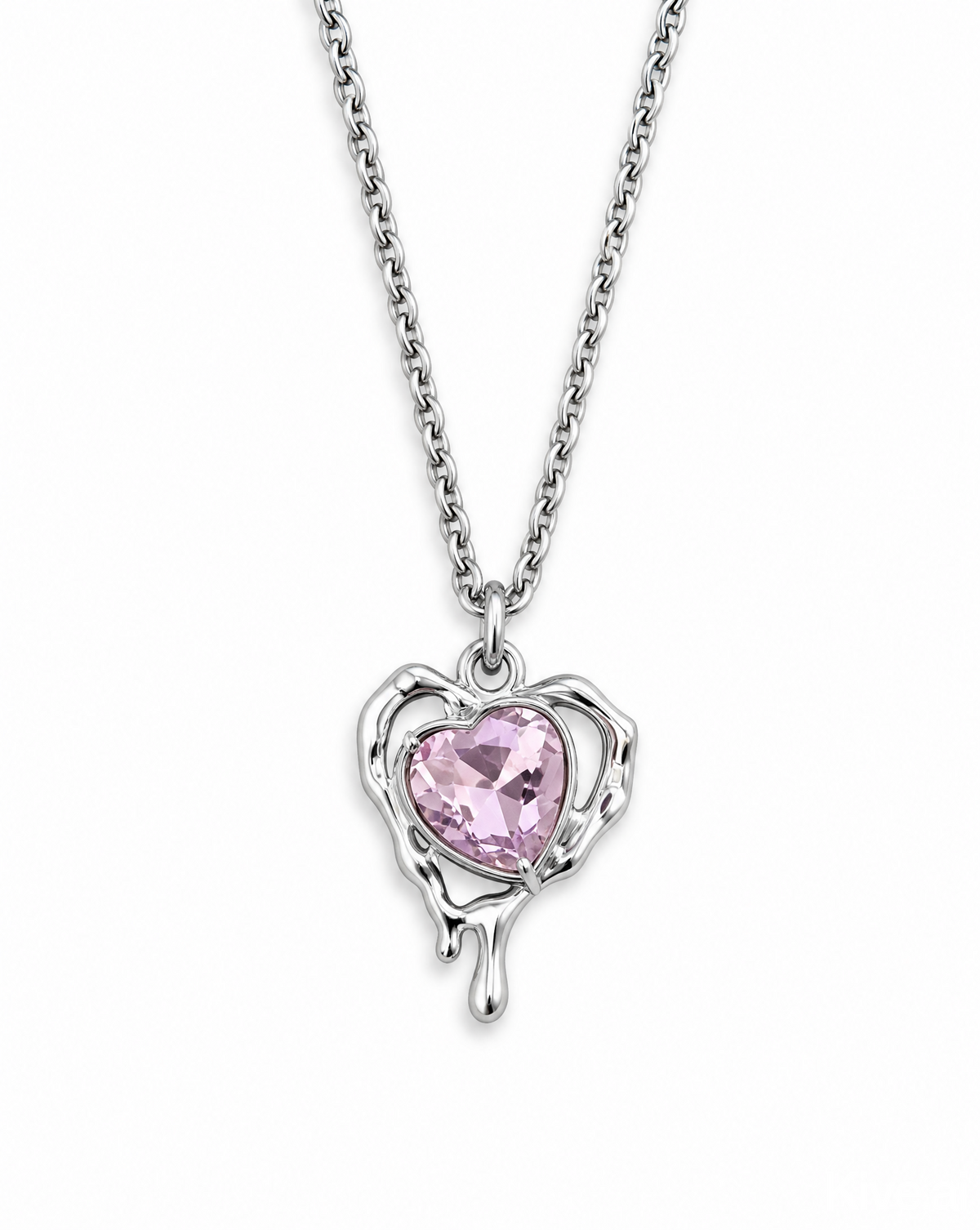 Dripping Pink Gem Pendent Necklace
