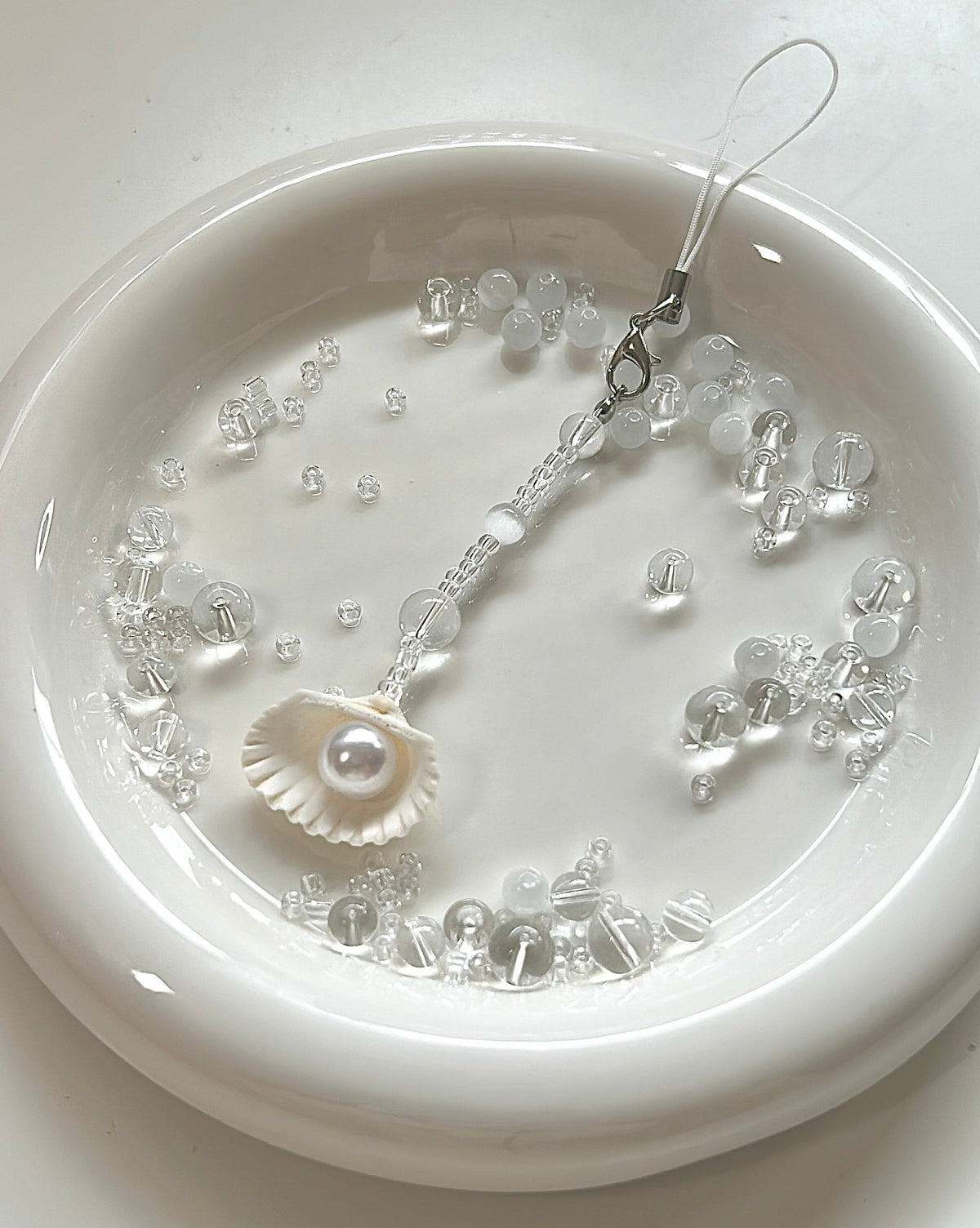 Sound of Ocean Phone Charm - white with beads