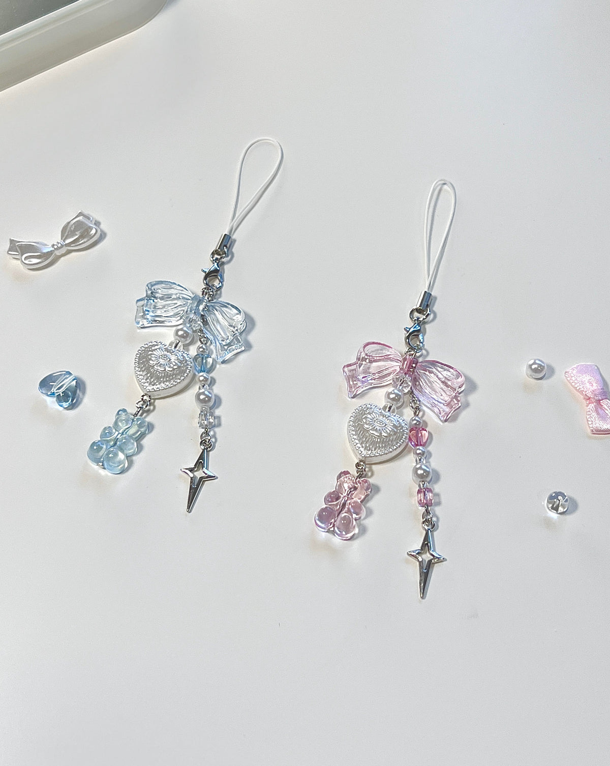 Cosmic Gummy Bear Phone Charm - blue&pink